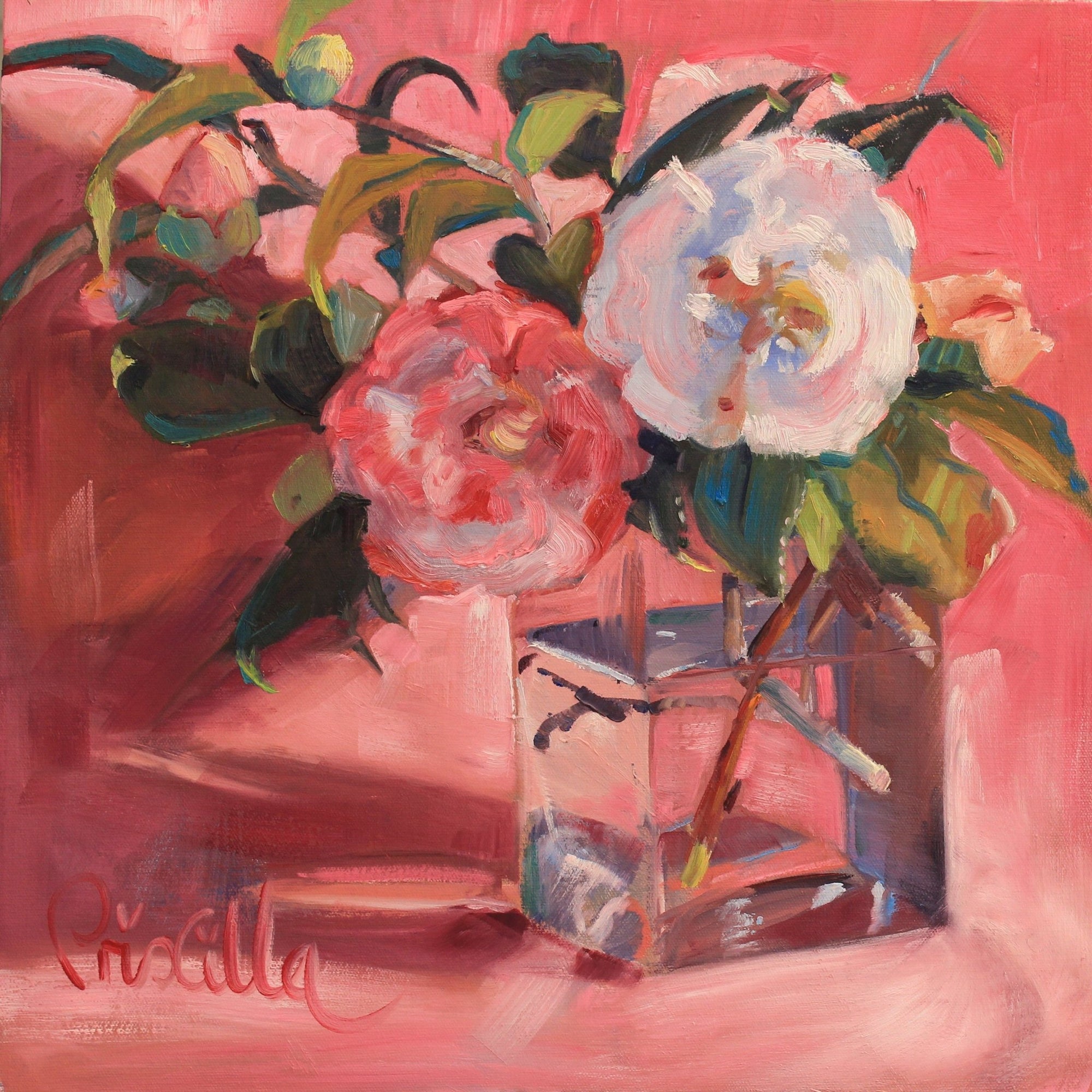 Camelias in White and Pink - Priscilla's Studio